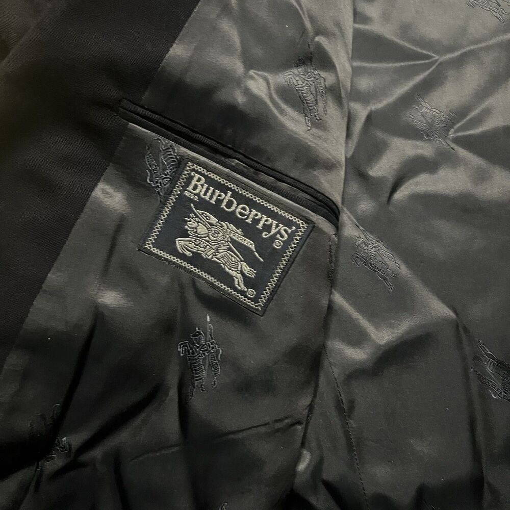 Vintage Burberrys Blazer Jacket Sz 38 Wool Navy Gold Button Double Breasted Peak - Picture 8 of 10